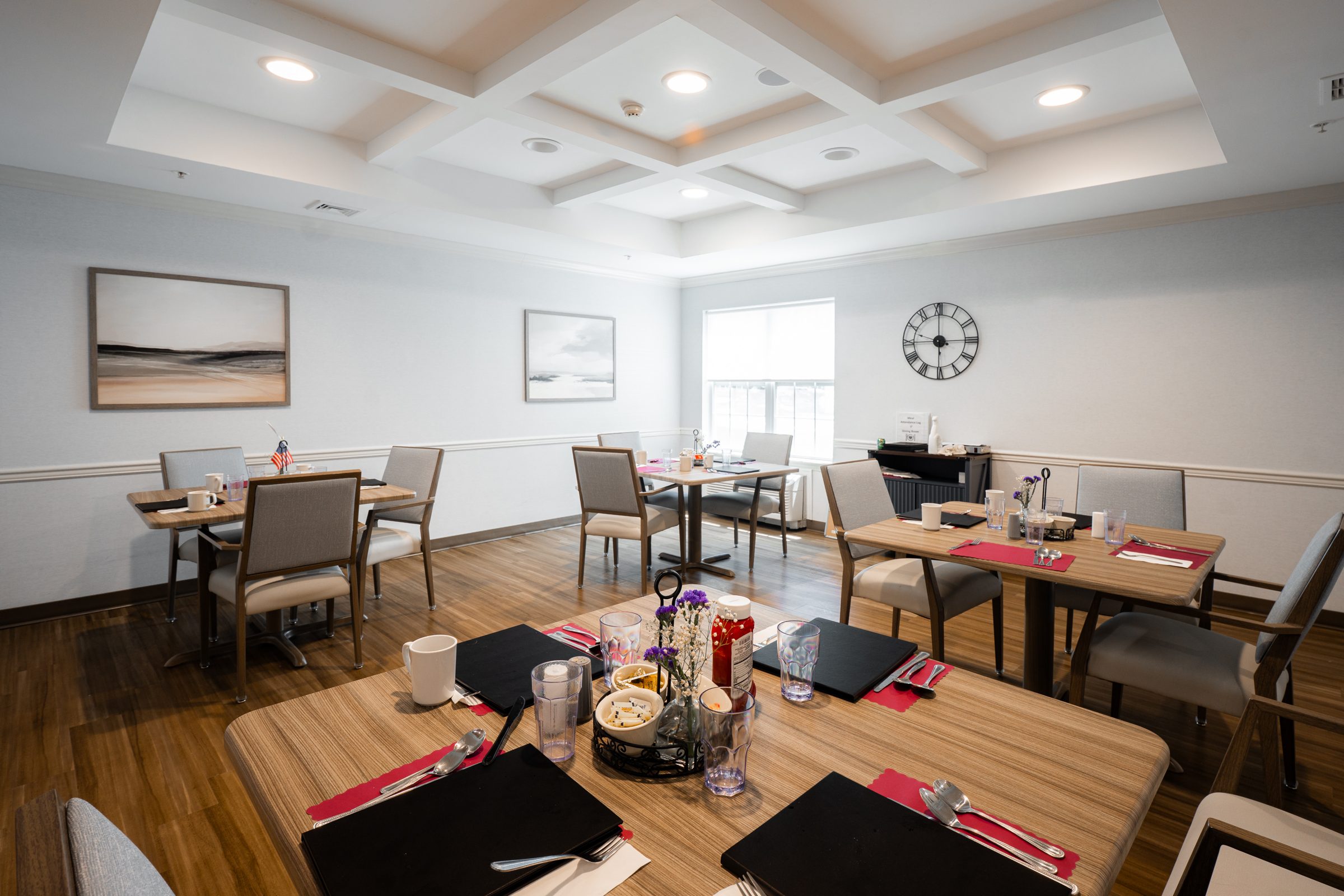 Spring Home assisted living dining room with set tables